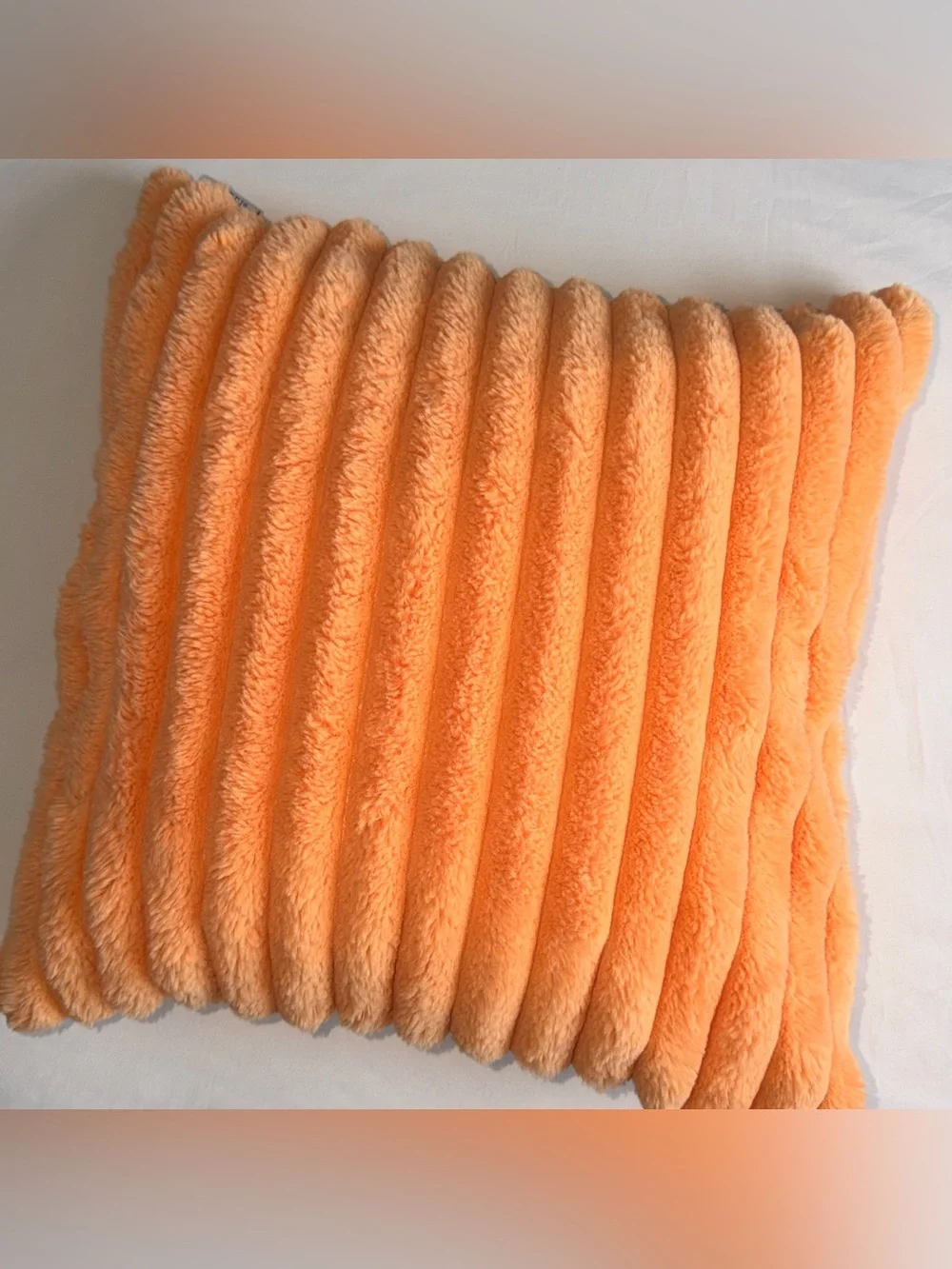 Brand New Orange Throw Fuzzy Faux Rabbit Fur Pillow Retro Y2K Home Bedroom Decor